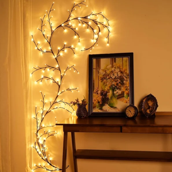 LED USB Tree Branch Rattan Light 72/96LEDS Warm White Light Waterproof For Garden Wall Bedroom Indoor Outdoor Christmas Decor - Image 4