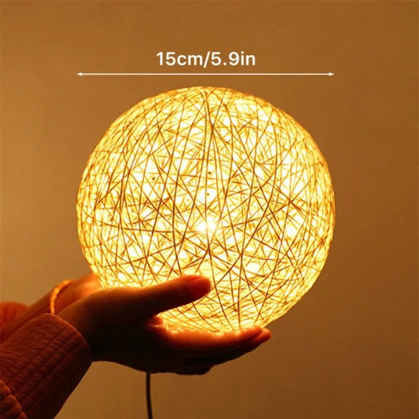 LED Rattan Ball Lamp USB LED Table Lamp Moon Light Night Light Bedside Lamp Desktop Light Bedroom Decor Lighting Creative Gift - Image 2