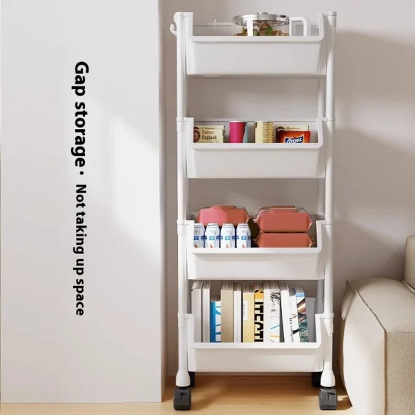Trolley Shelves, Mobile Household Snacks,Floor-to-ceiling, Multi-layer Storage Bookshelves, Living Room,Kitchen Storage Shelve - Image 4