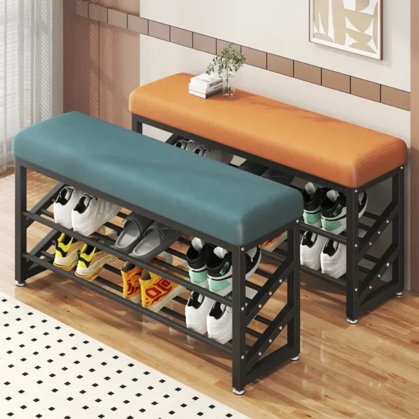 80cm Shoe Rack Bench, 3-Tier Metal Shoe Storage Organizer, Entryway Bench for Entryway Bedroom, Shoe Bench with Storage 신발 벤치