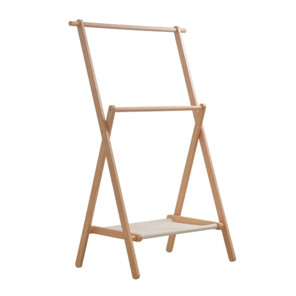Joylove Solid Wood Floor Hanger Modern Minimalist Double-layer Multi-functional Clothing Display Stand Parent-child Coat Rack - Image 5