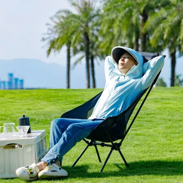 Portable Folding Moon Chair Outdoor Camping Aluminum Alloy Fishing Chair Beach Picnic Cup Bag Ultralight Folding Travel Chair - Image 5