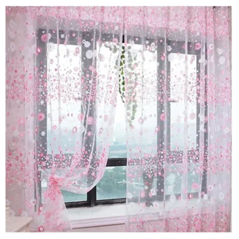 Translucent Floral Window Curtain,