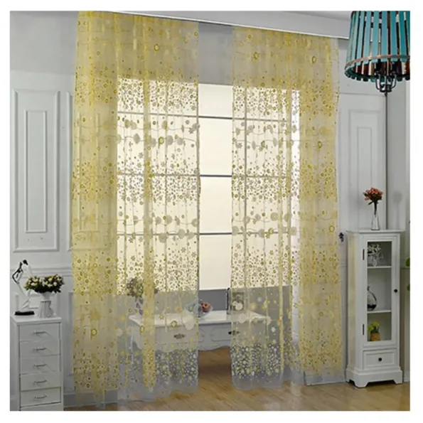 Translucent Floral Window Curtain, Application Room Decor Pastoral Balcony Valance for Home Office Cafe - Image 5