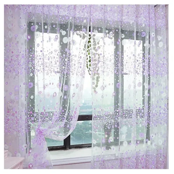 Translucent Floral Window Curtain, Application Room Decor Pastoral Balcony Valance for Home Office Cafe - Image 4
