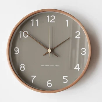 Clocks Solid Wood Transparent Glass Wall Clock