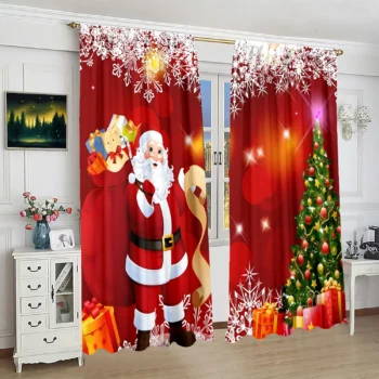 Santa Claus Christmas Tree Printed Curtains,